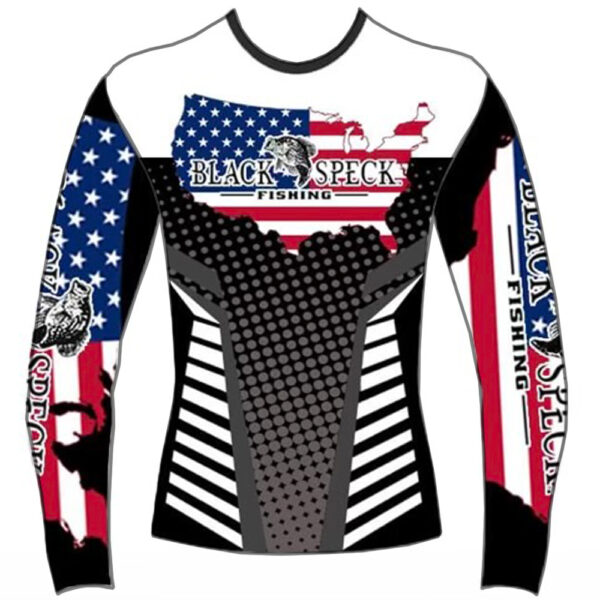 CUSTOM-MADE SUN PROTECTION TOURNAMENT JERSEY- AMERICAN FLAG - Black Speck